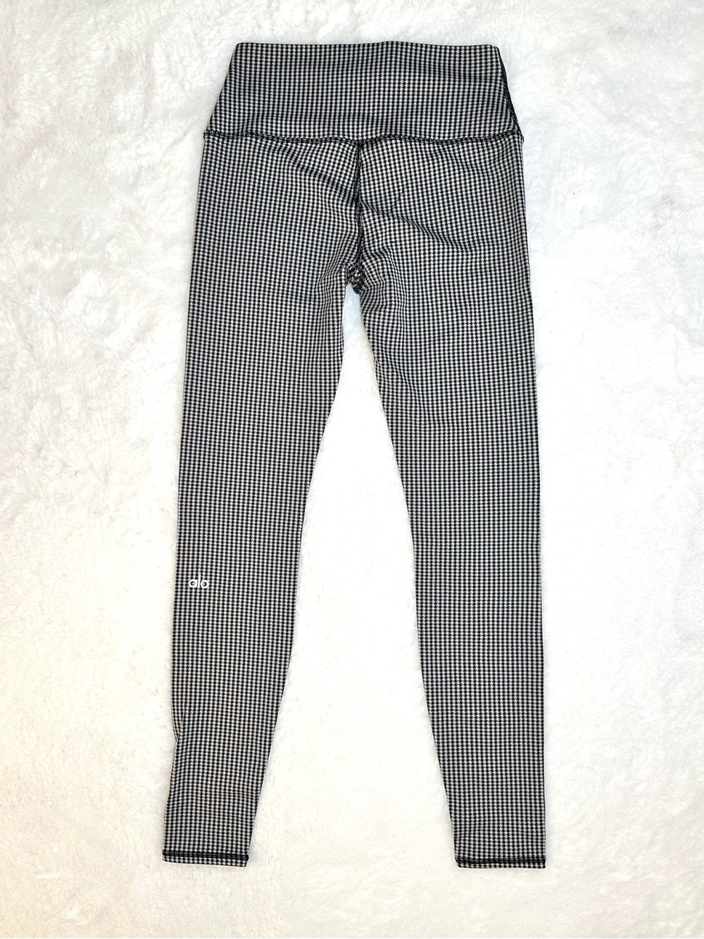 ALO Micro Houndstooth High Waist Black & White Leggings Activewear Gym Small